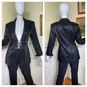 Mondial Atelier Black Satin Evening Jacket EU36